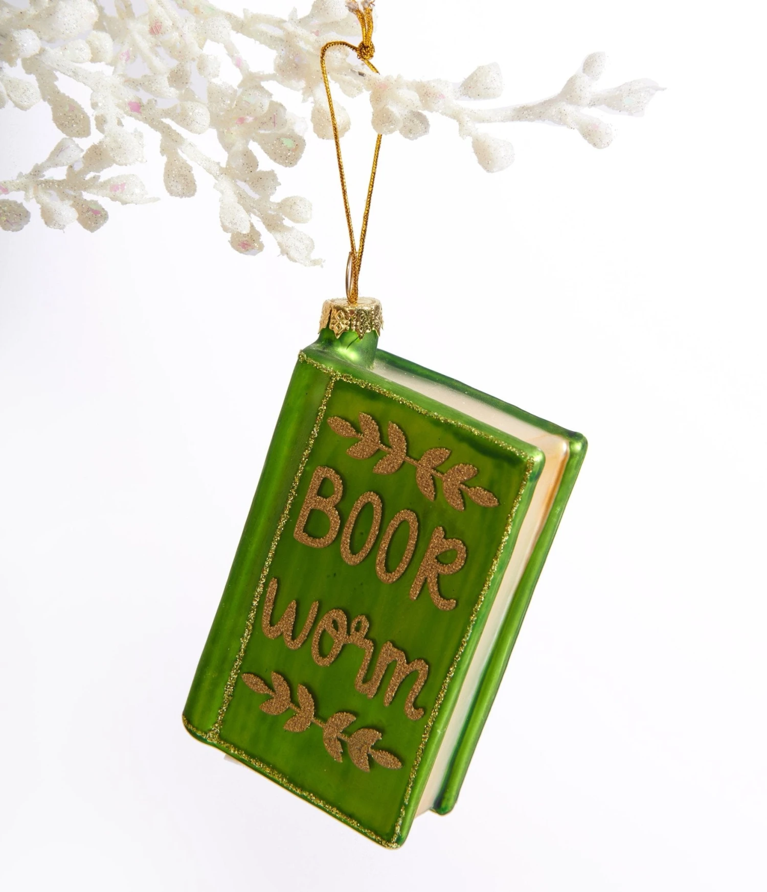 Book Worm Glass Ornament 1 Book Worm Glass Ornament