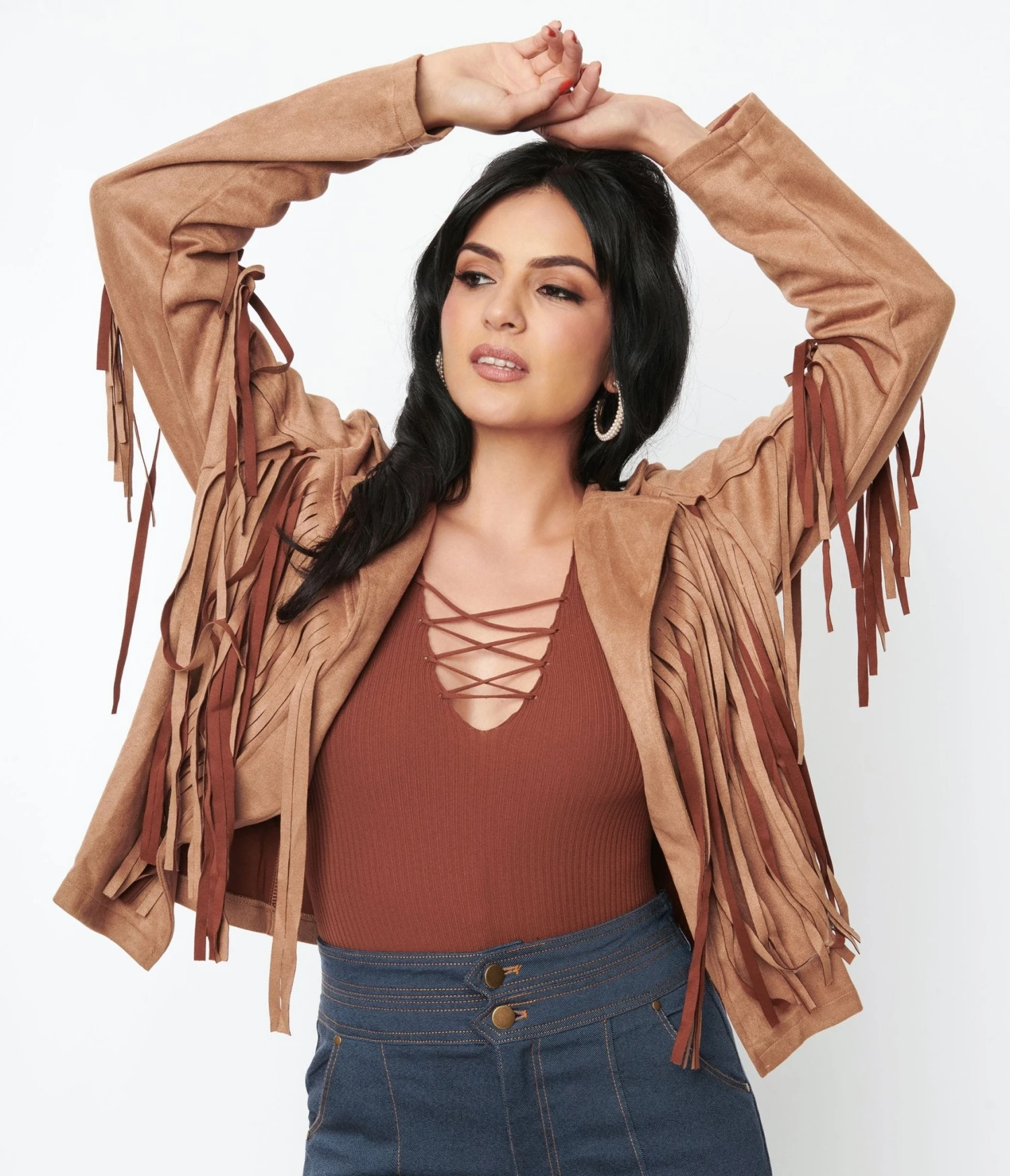 Brown Faux Suede Fringe Jacket 1 Brown Faux Suede Fringe Jacket