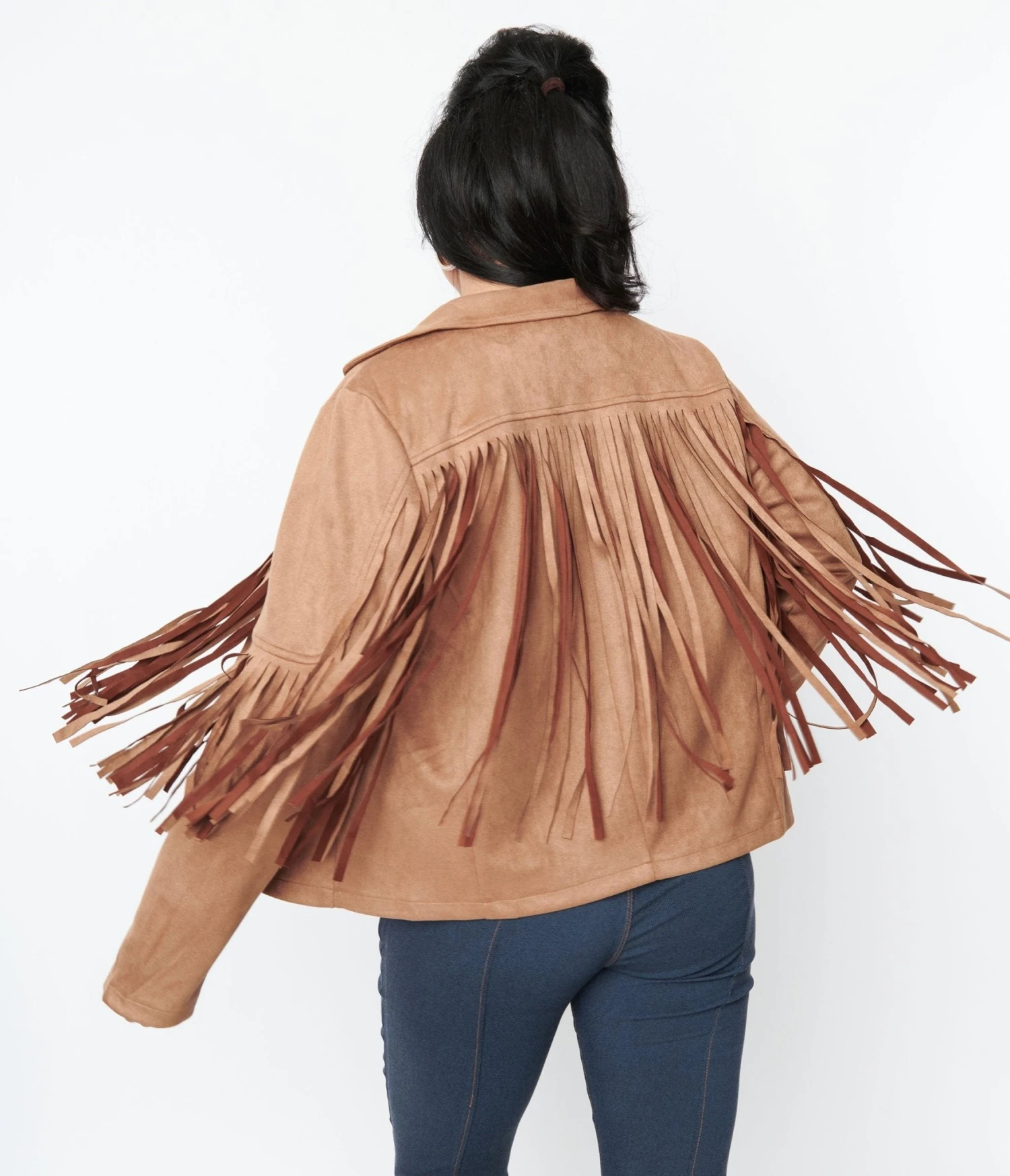 Brown Faux Suede Fringe Jacket 2 Brown Faux Suede Fringe Jacket - Image 2