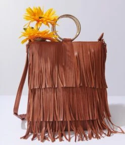 Brown Fringe Leatherette Handbag 5 Brown Fringe Leatherette Handbag -New Dress Store brown fringe leatherette handbag 416635