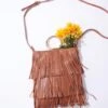 Brown Fringe Leatherette Handbag