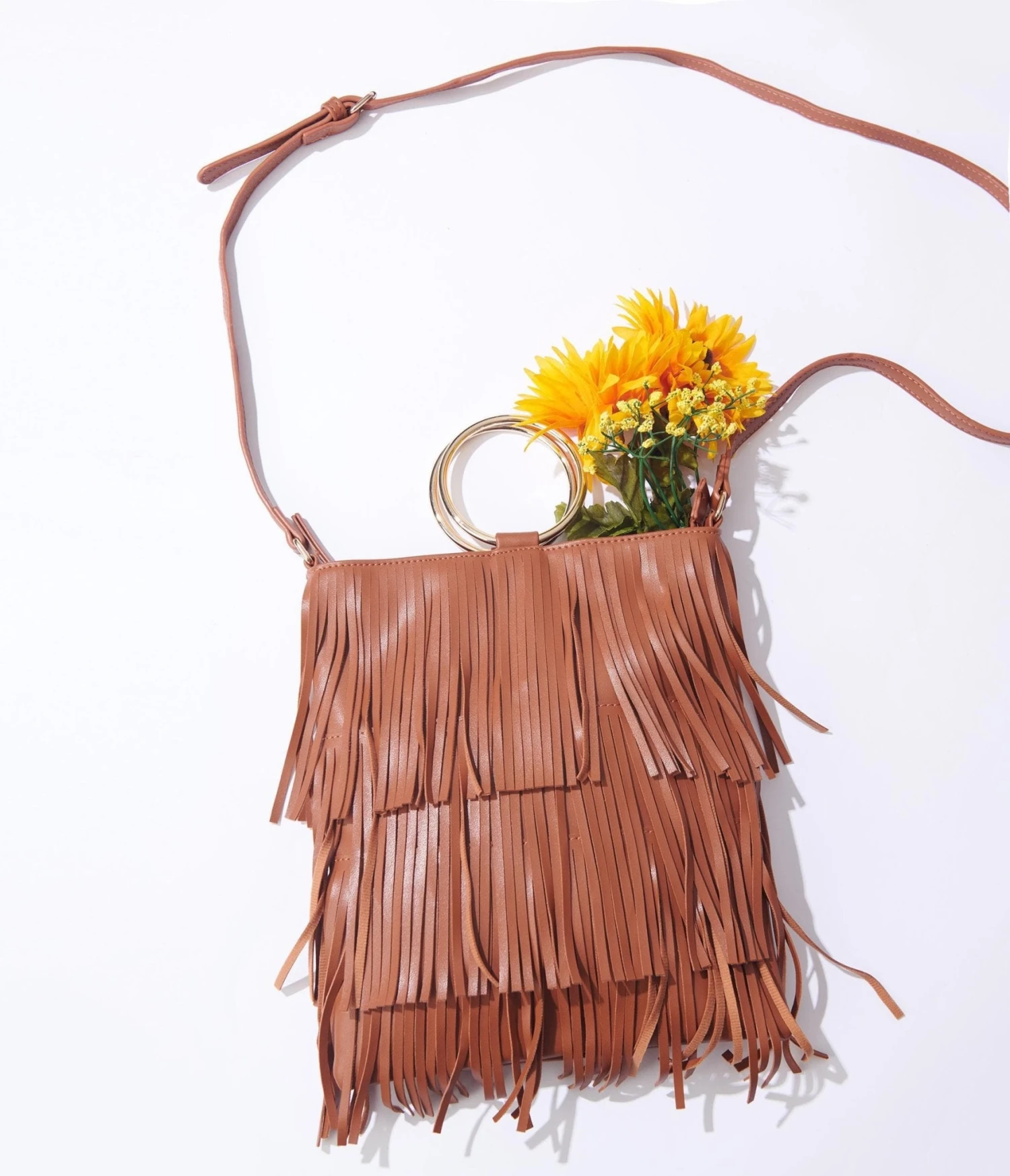 Brown Fringe Leatherette Handbag 1 Brown Fringe Leatherette Handbag
