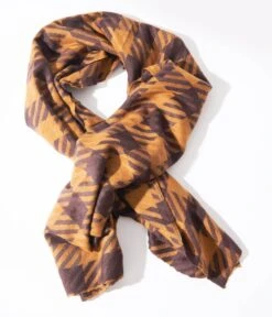 Brown & Mustard Checkered Scarf -New Dress Store brown mustard checkered scarf 230362
