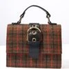 Brown Plaid Crossbody Handbag