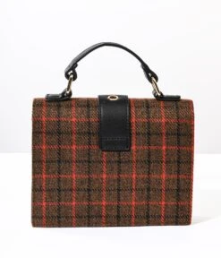 Brown Plaid Crossbody Handbag -New Dress Store brown plaid crossbody handbag 986947