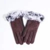 Brown Suede & Grey Faux Fur Gloves
