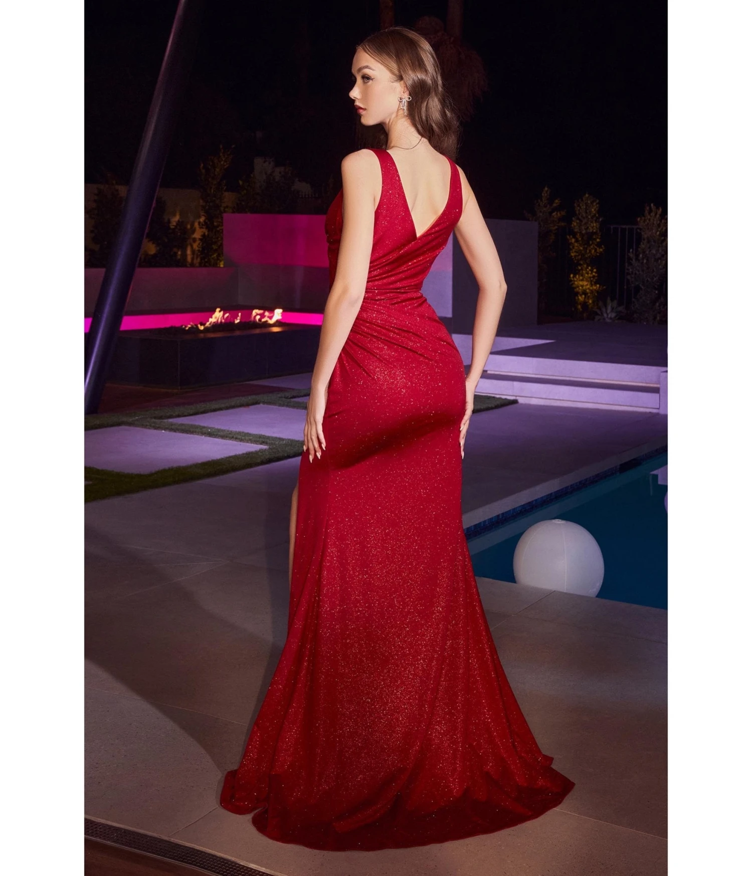 Cinderella Divine Burgundy Glittering Satin Bridesmaid Gown 2 Cinderella Divine Burgundy Glittering Satin Bridesmaid Gown - Image 2