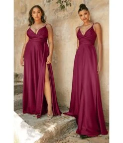 Cinderella Divine Burgundy Sweetheart Satin Enchanted Bridesmaid Dress