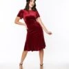 Burgundy Velvet Midi Shift Dress