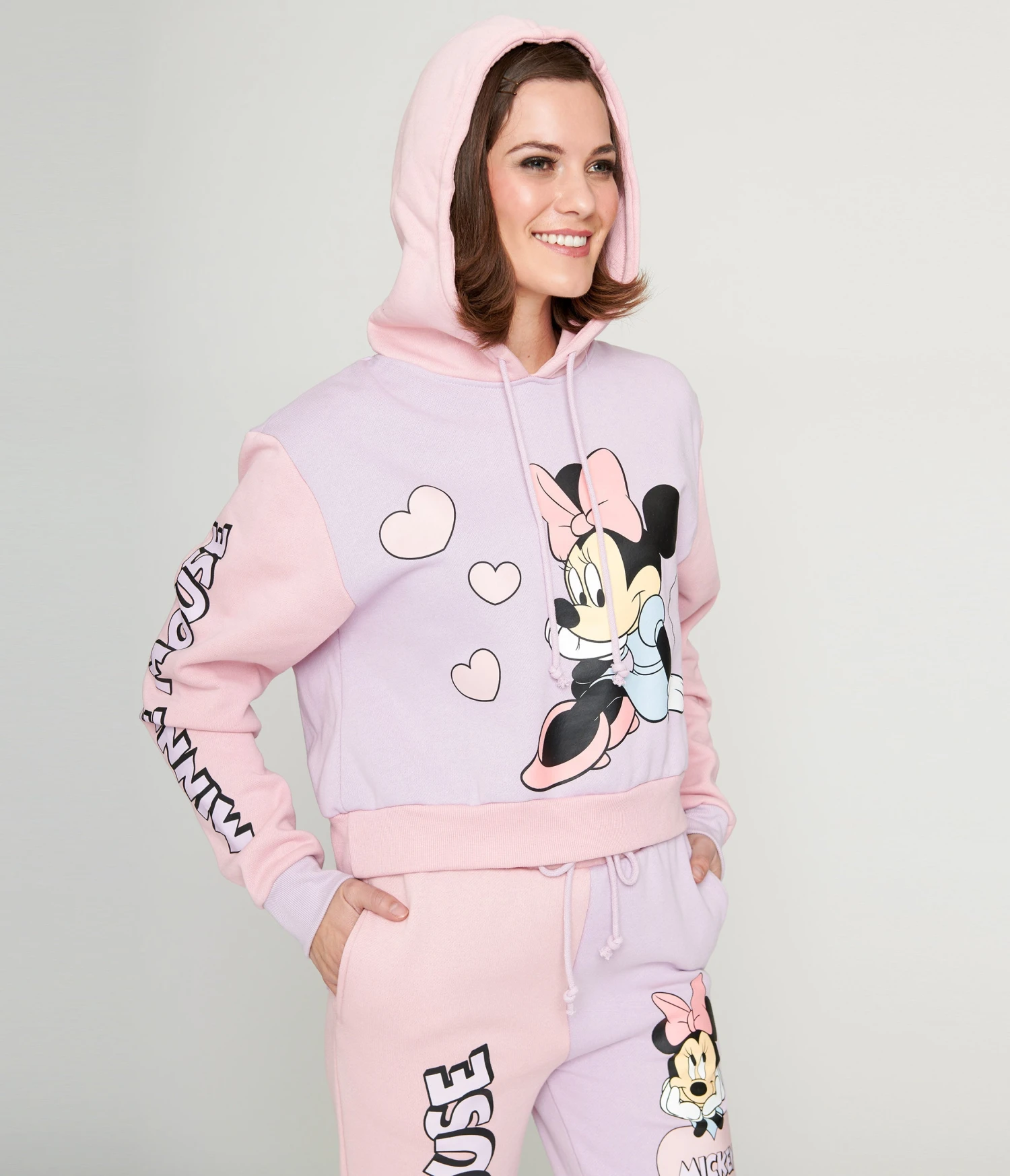 Cakeworthy Pink & Purple Color Block Minnie Mouse Hoodie 2 Cakeworthy Pink & Purple Color Block Minnie Mouse Hoodie - Image 2