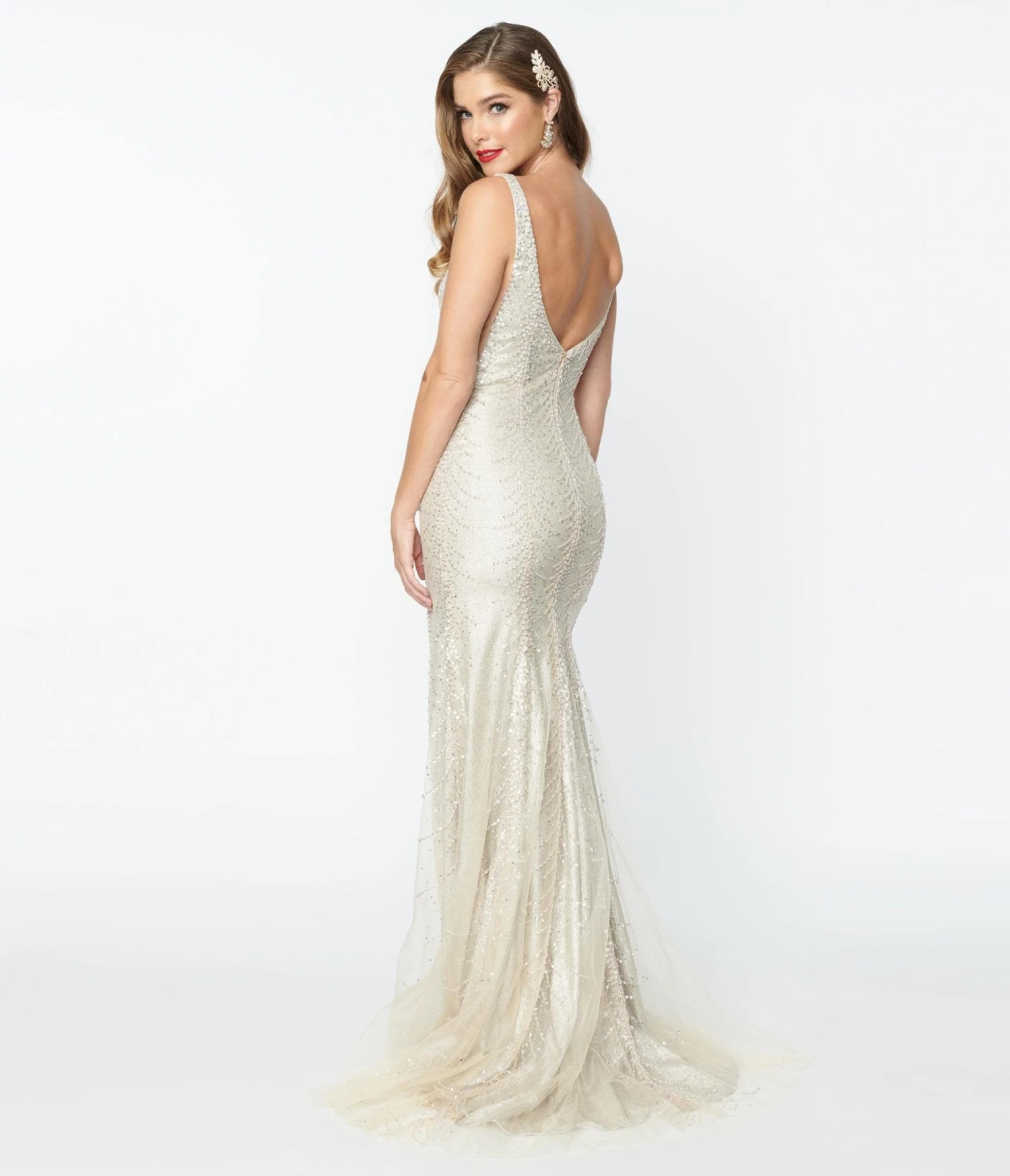 Champagne Beaded Deco Harlow Wedding Dress 3 Champagne Beaded Deco Harlow Wedding Dress - Image 3