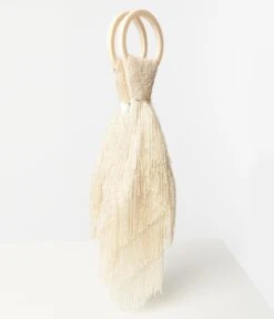 Champagne Beaded Fringe Wristlet