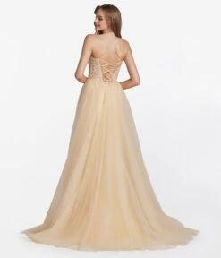 Champagne Corset Tulle Prom Ball Gown -New Dress Store champagne corset tulle prom ball gown 325817