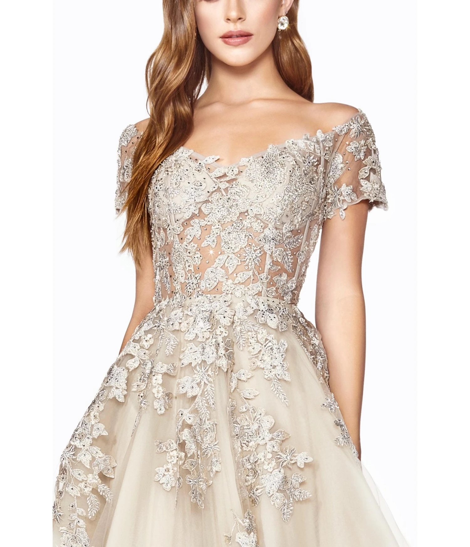 Cinderella Divine Champagne Floral A Line Bridal Ball Gown 3 Cinderella Divine Champagne Floral A Line Bridal Ball Gown - Image 3