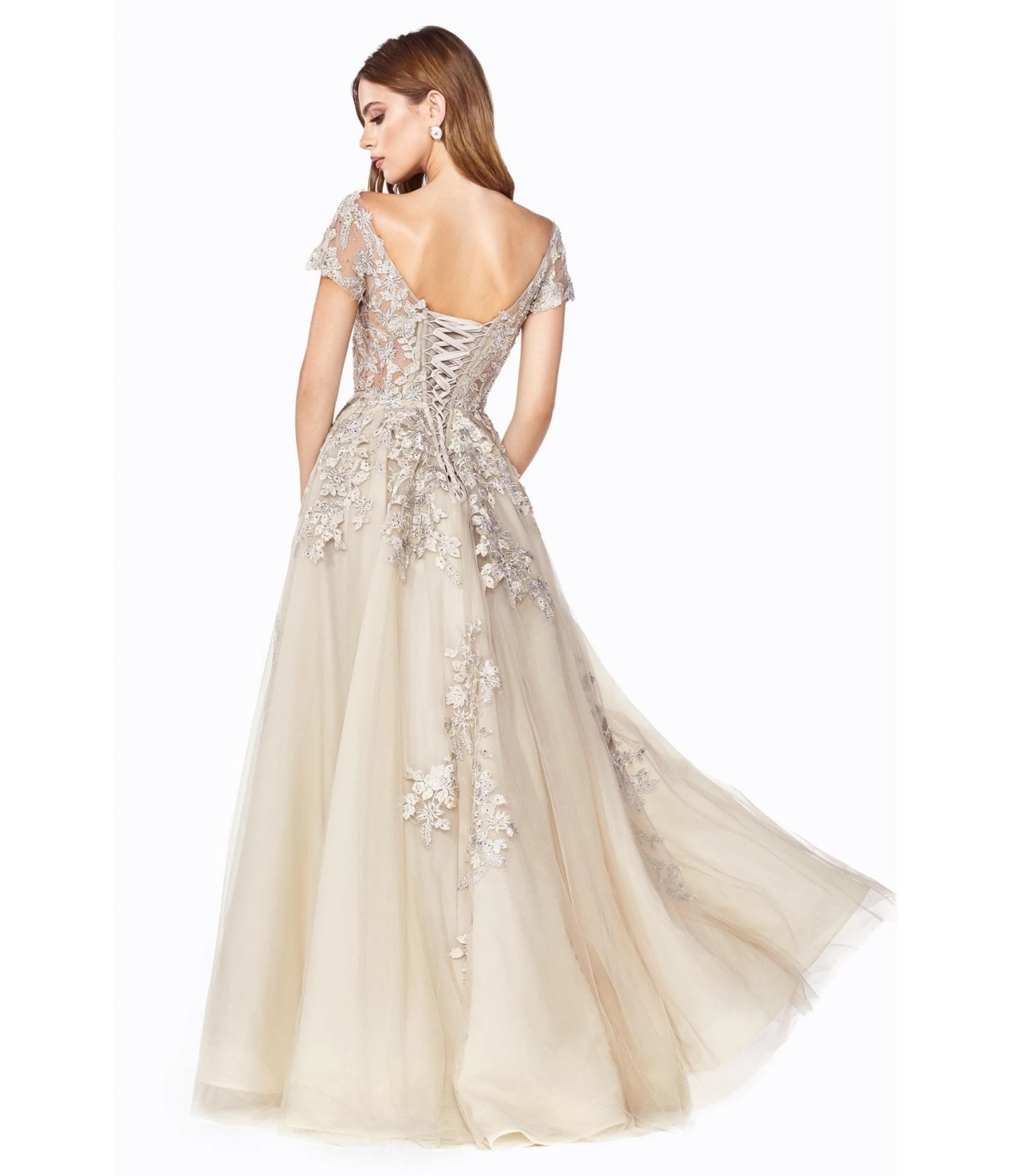 Cinderella Divine Champagne Floral A Line Bridal Ball Gown 2 Cinderella Divine Champagne Floral A Line Bridal Ball Gown - Image 2