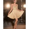 Cinderella Divine Champagne Glitter Chiffon Cocktail Dress