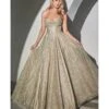 Cinderella Divine Champagne Glitter Corset Prom Ball Gown