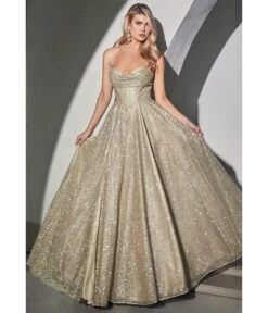 Cinderella Divine Champagne Glitter Corset Prom Ball Gown