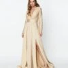 Champagne Long Sleeve Sophisticated Goddess Gown