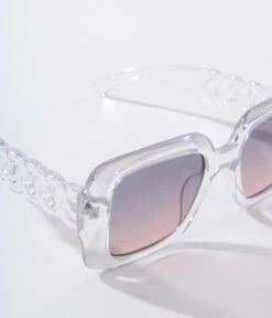 Clear & Pink Ombre Tint Square Sunglasses -New Dress Store clear pink ombre tint square sunglasses 961836