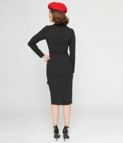 Collectif Black & White Polka Dots Anika Pencil Dress -New Dress Store collectif black white polka dots anika pencil dress 103403