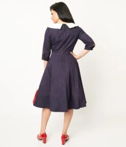 Collectif Navy & White Elle Swing Dress -New Dress Store collectif navy white elle swing dress 399495