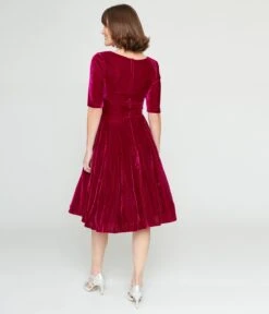 Collectif Plum Velvet Trixie Flare Dress -New Dress Store collectif plum velvet trixie flare dress 485850