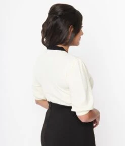 Cream & Black Bow Sweater -New Dress Store cream black bow sweater 772091