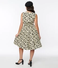 Cream & Black Floral Swing Dress 5 Cream & Black Floral Swing Dress -New Dress Store cream black floral swing dress 435380