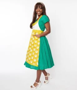 Cream & Mustard Fox Apron -New Dress Store cream mustard fox apron 520221