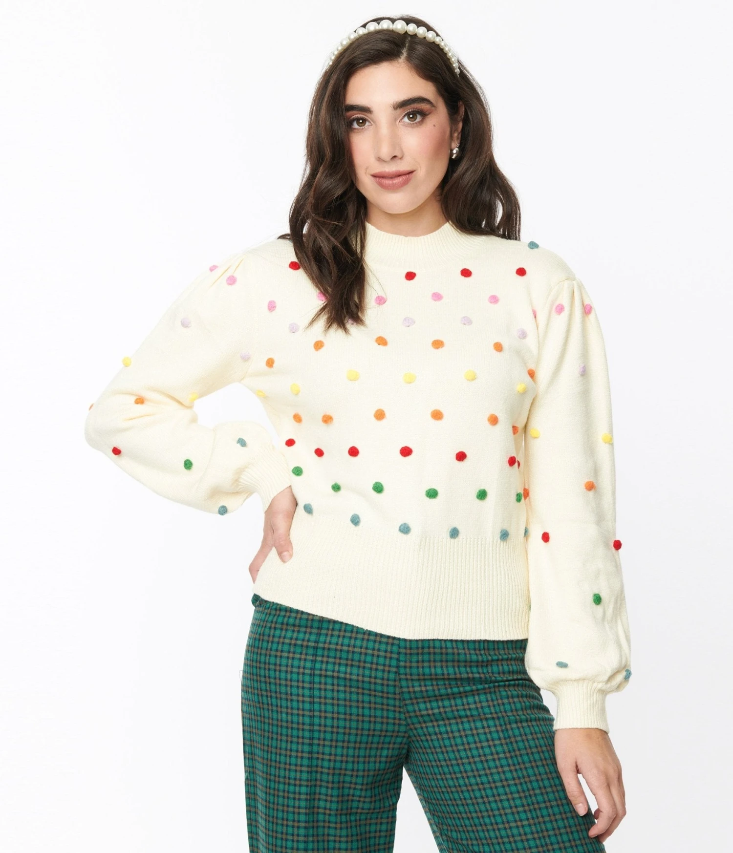 Cream & Rainbow Dots Sweater 2 Cream & Rainbow Dots Sweater - Image 2