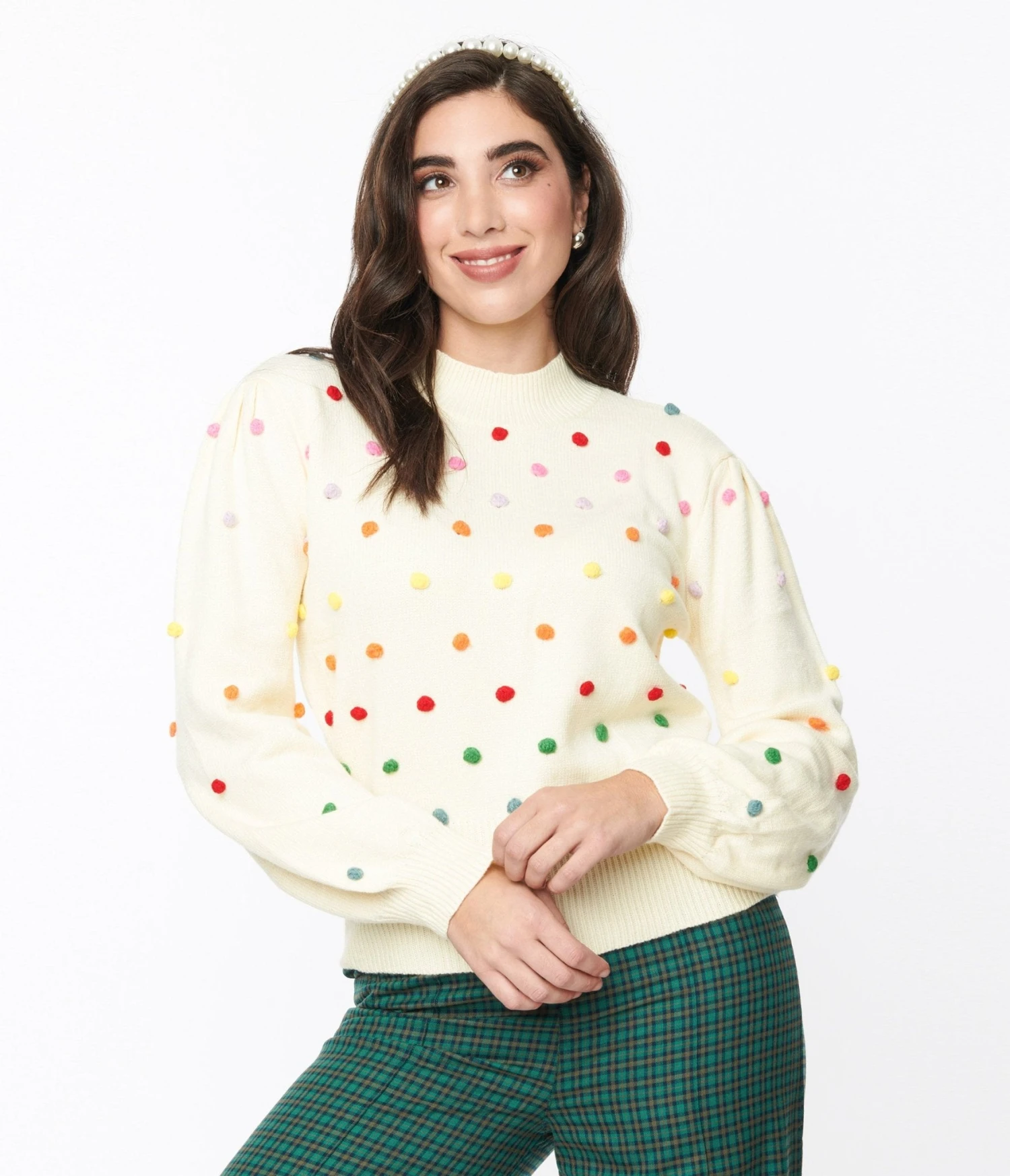Cream & Rainbow Dots Sweater 1 Cream & Rainbow Dots Sweater