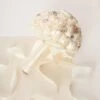Cream Satin Floral & Rhinestone Bridal Bouquet