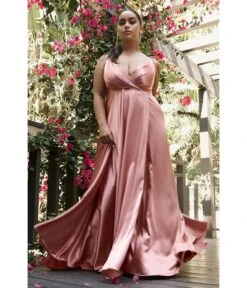Cinderella Divine Desert Rose Flowy Satin A-Line Bridesmaid Gown