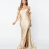 Elegant Champagne Off The Shoulder Tie Dress