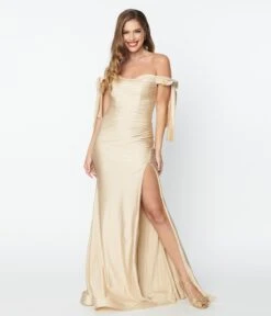Elegant Champagne Off The Shoulder Tie Dress -New Dress Store elegant champagne off the shoulder tie dress 242067