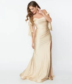 Elegant Champagne Off The Shoulder Tie Dress -New Dress Store elegant champagne off the shoulder tie dress 641249