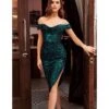 Cinderella Divine Emerald Gathered Sequin Homecoming Dress