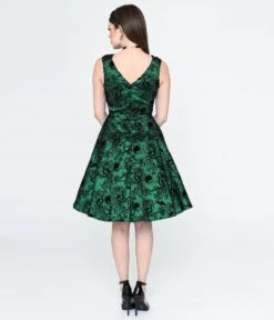 Emerald Green & Black Peacock Deco Print Eileen Flare Dress 5 Emerald Green & Black Peacock Deco Print Eileen Flare Dress -New Dress Store emerald green black peacock deco print eileen flare dress 465141