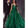 Cinderella Divine Emerald Green Glitter Sleeveless Ball Gown