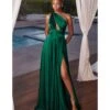 Cinderella Divine Emerald Satin Convertible Halter Evening Gown