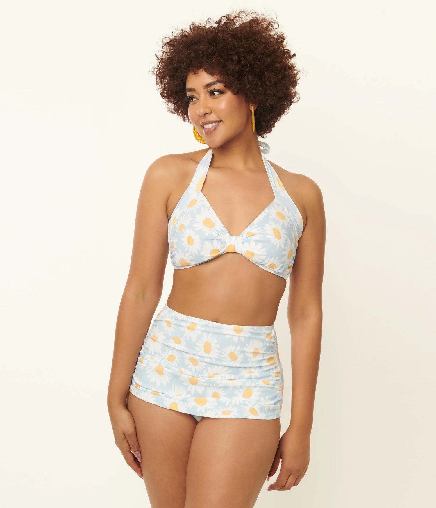 Esther Williams 1950s Light Blue & White Daisy Print Bikini Set 5 Esther Williams 1950s Light Blue & White Daisy Print Bikini Set - Image 5