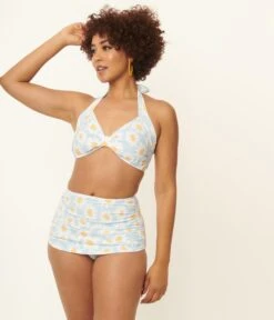 Esther Williams 1950s Light Blue & White Daisy Print Bikini Set 9 Esther Williams 1950s Light Blue & White Daisy Print Bikini Set -New Dress Store esther williams 1950s light blue white daisy print bikini set 791193
