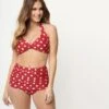 Esther Williams 1950s Retro Red & Ivory Dot High Waist Swim Bottoms