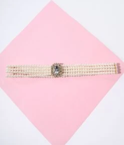 Faux Pearl & Rhinestone Buckle Cinch Belt