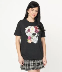 Floral Skull Unisex Graphic Tee -New Dress Store floral skull unisex graphic tee 352508