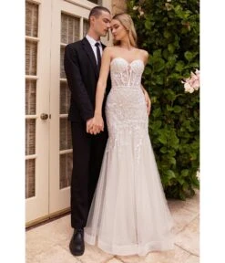 Cinderella Divine French White Floral Embellished Mermaid Bridal Gown -New Dress Store french white floral embellished mermaid bridal gown 952783