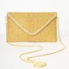Gold Beaded Evening Envelope Clutch