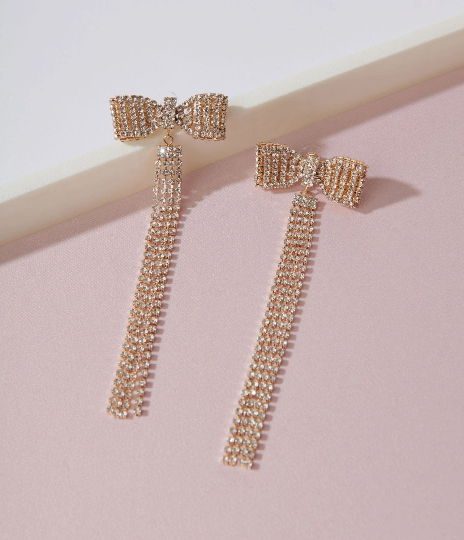 Gold Bow Dangle Earrings 2 Gold Bow Dangle Earrings - Image 2