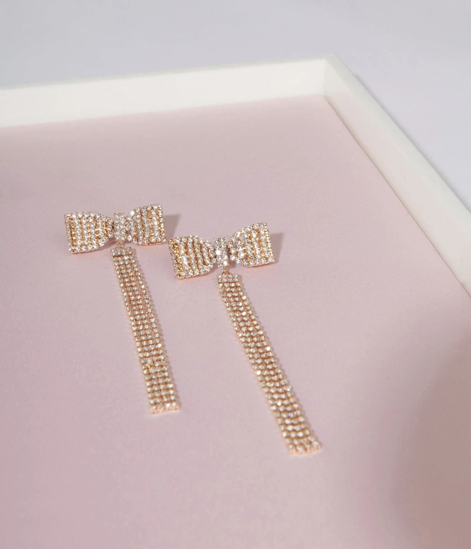 Gold Bow Dangle Earrings 3 Gold Bow Dangle Earrings - Image 3